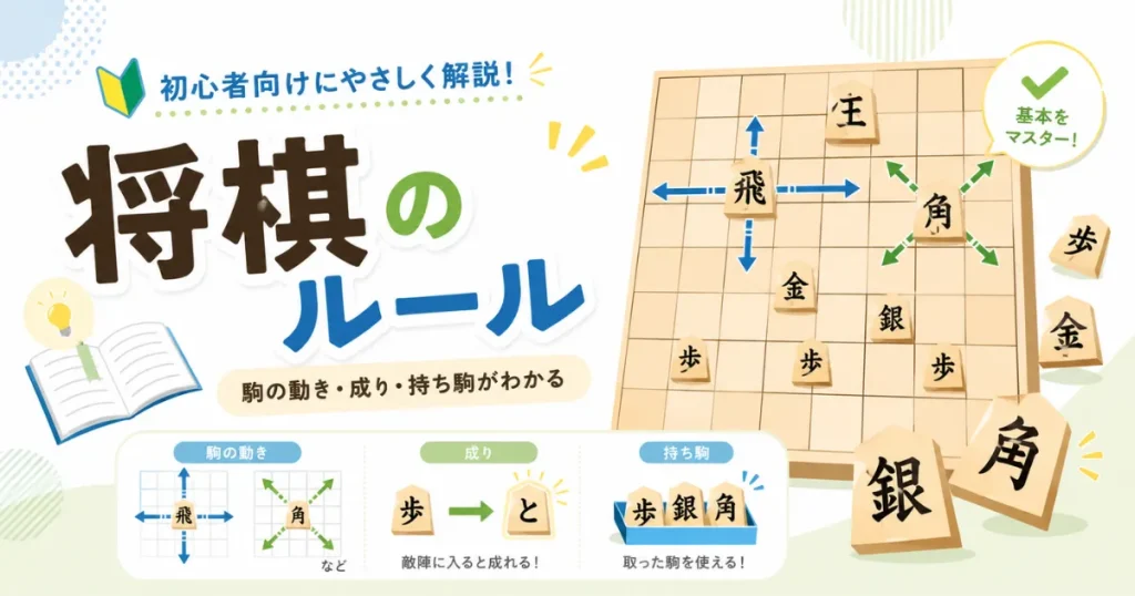 将棋のルールを初心者向けに図解で解説するページのアイキャッチ画像
